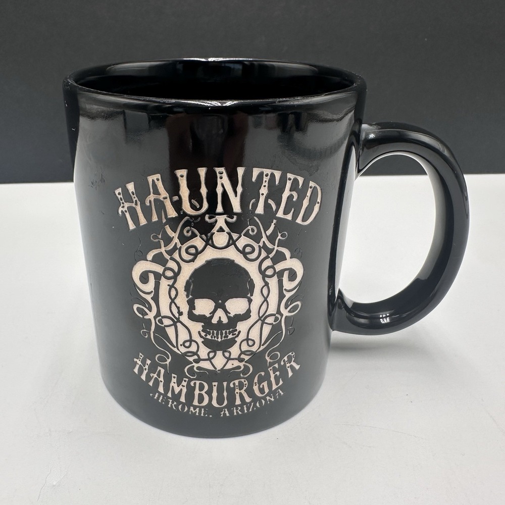 Haunted Hamburger Jerome Arizona Skull Black Ceramic Coffee Mug Souvenir